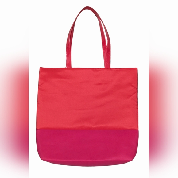 Lancôme Large Hot Red/Pink Sleek Lined Flamingo Lips & Lollipops Nylon Tote Bag - Picture 3 of 12